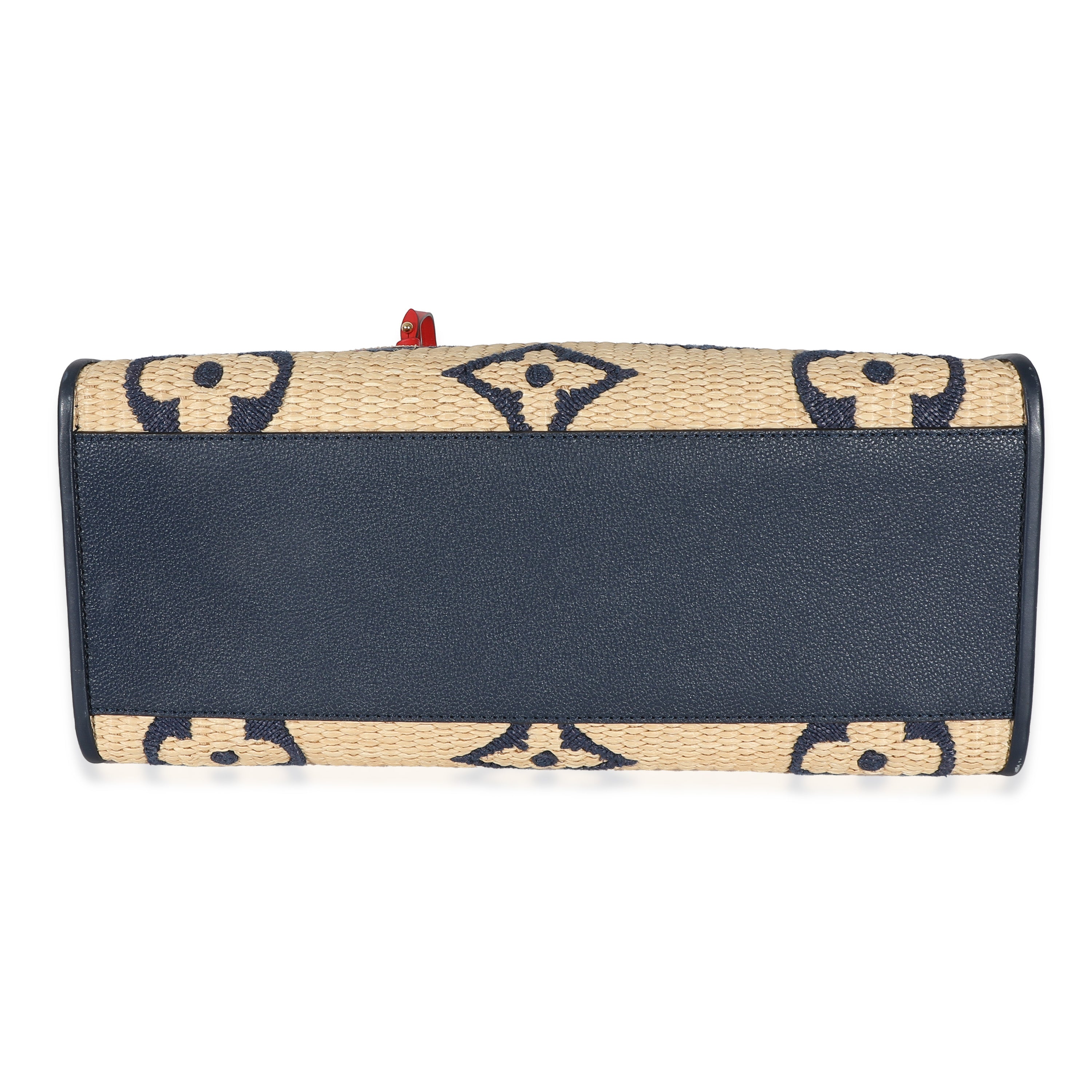 Louis Vuitton Louis Vuitton Navy Calfskin Monogram Raffia Giant OnTheGo MM