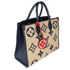 Louis Vuitton Louis Vuitton Navy Calfskin Monogram Raffia Giant OnTheGo MM