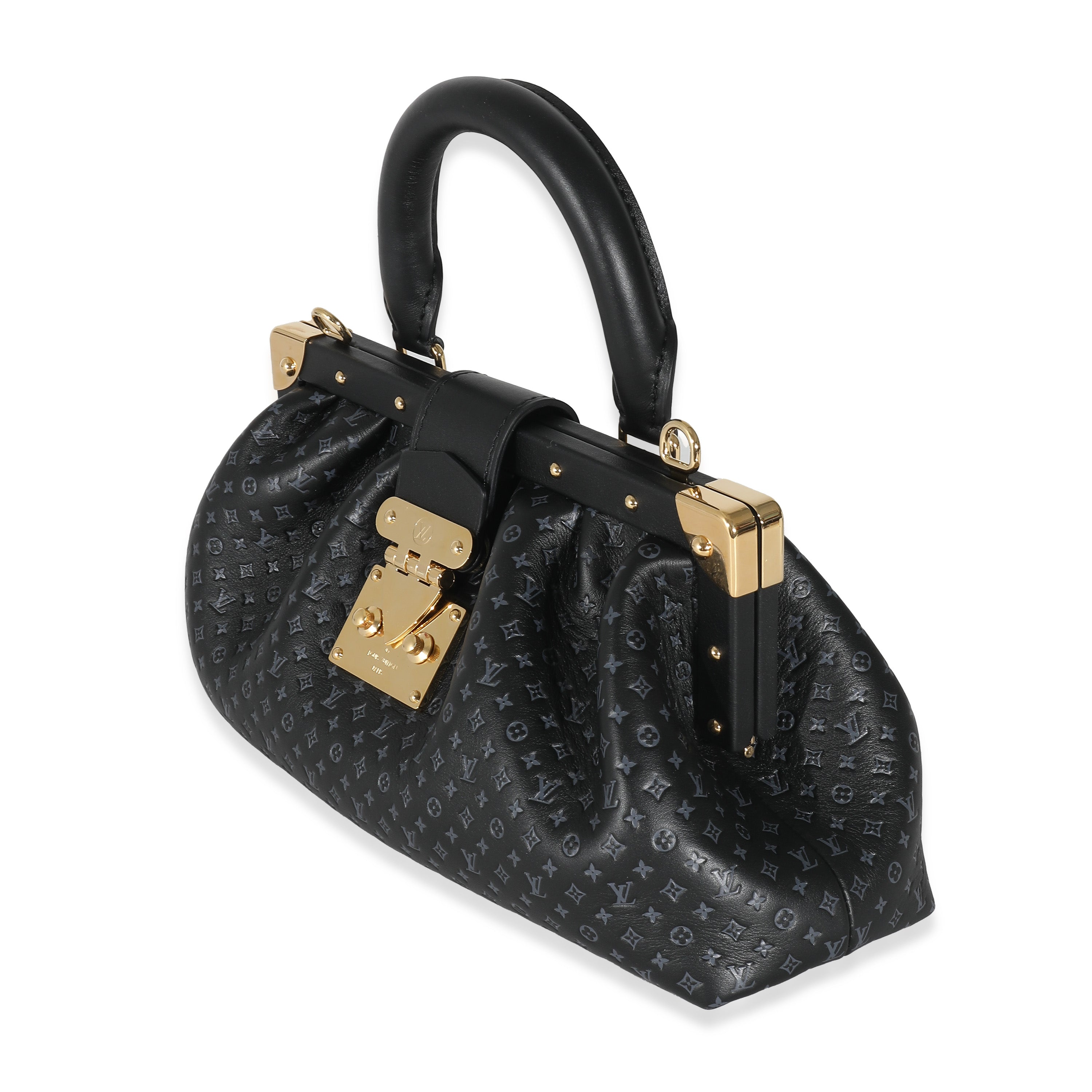 Louis Vuitton Black Embossed Calfskin Nanogram Clutch