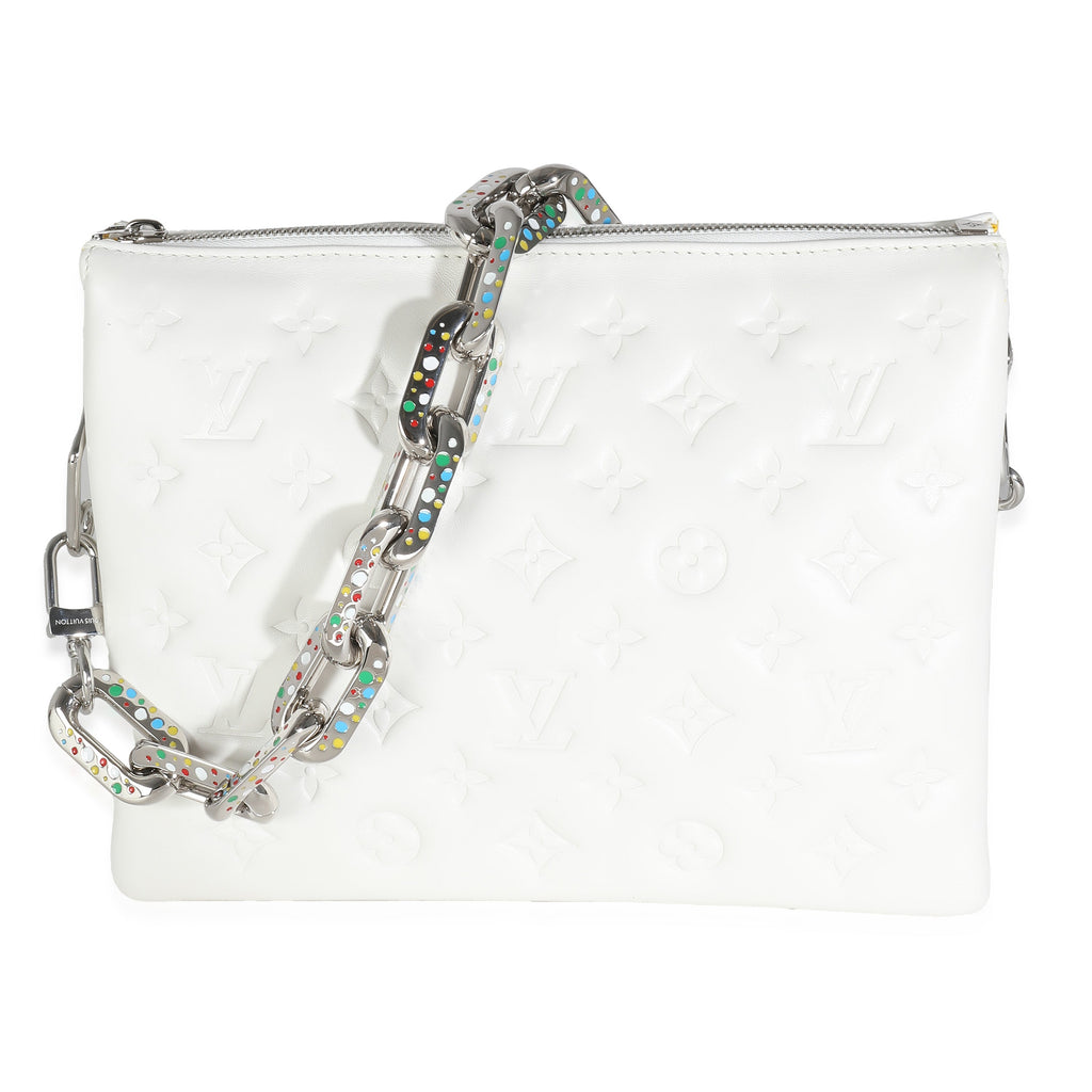 Louis Vuitton x YK White Monogram Embossed Puffy Lambskin Coussin PM