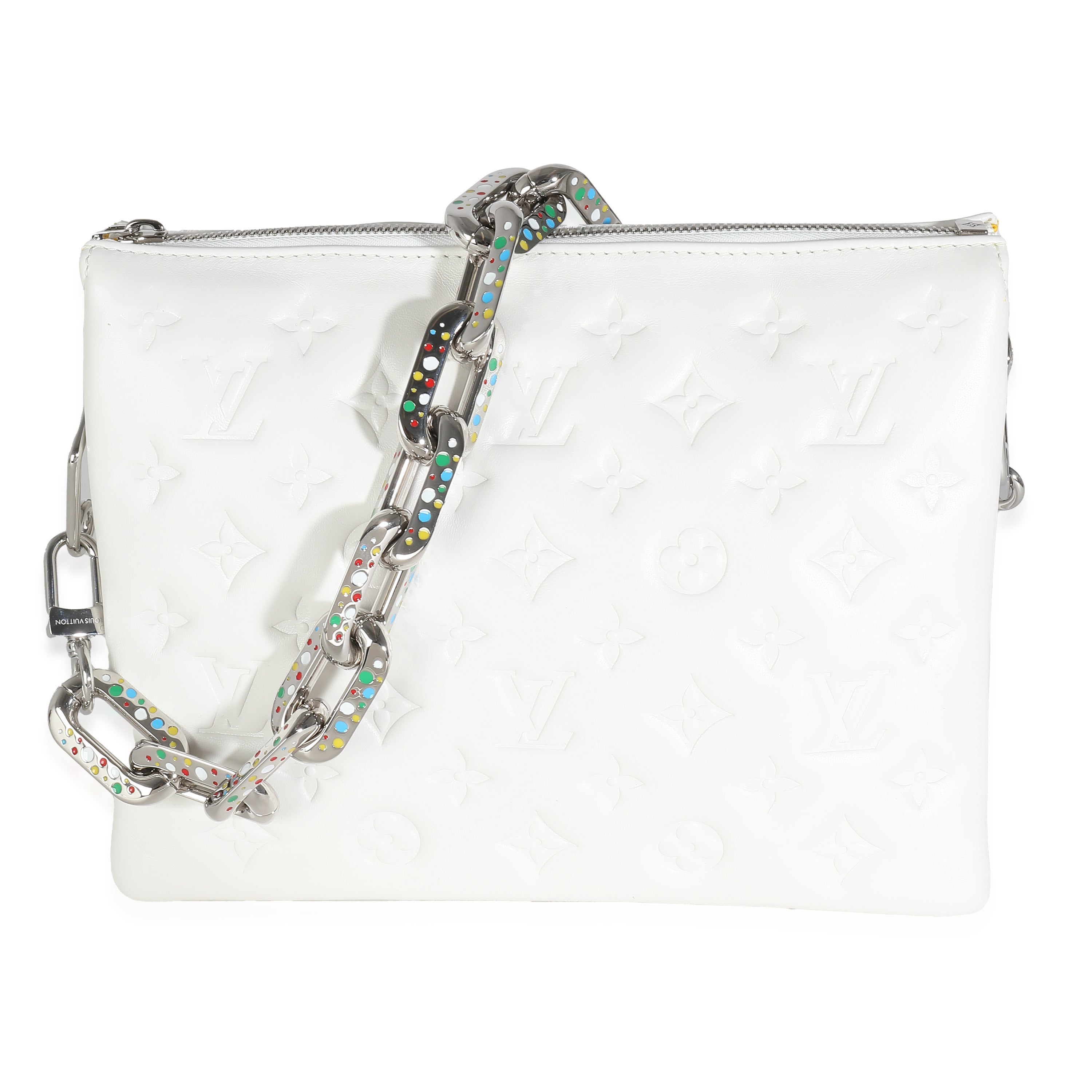 Louis Vuitton x YK White Monogram Embossed Puffy Lambskin Coussin PM
