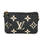 Louis Vuitton Black Beige Giant Monogram Empreinte Double Zip Pochette