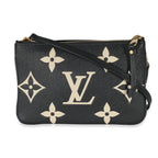 Louis Vuitton Black Beige Giant Monogram Empreinte Double Zip Pochette