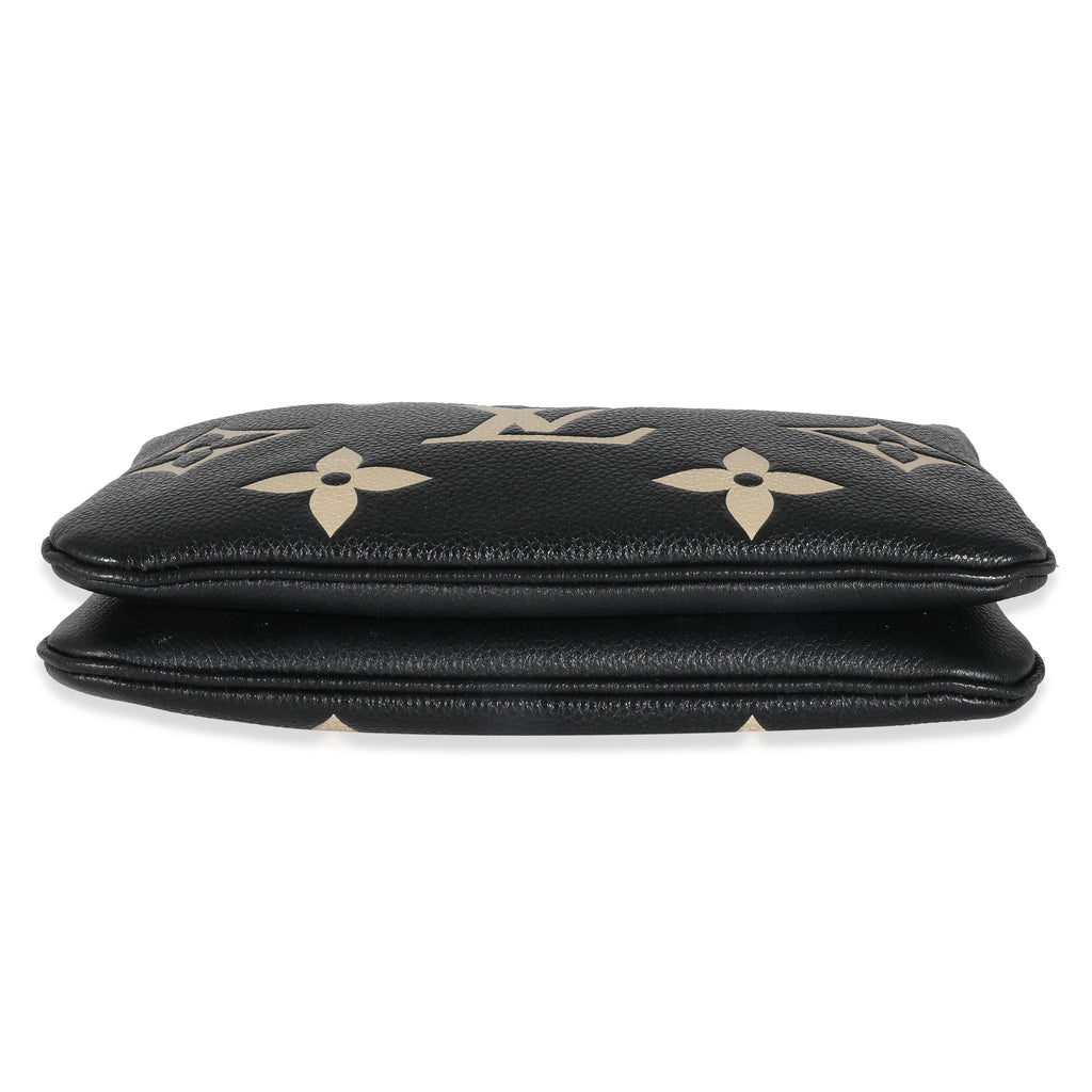 Louis Vuitton Black Beige Giant Monogram Empreinte Double Zip Pochette