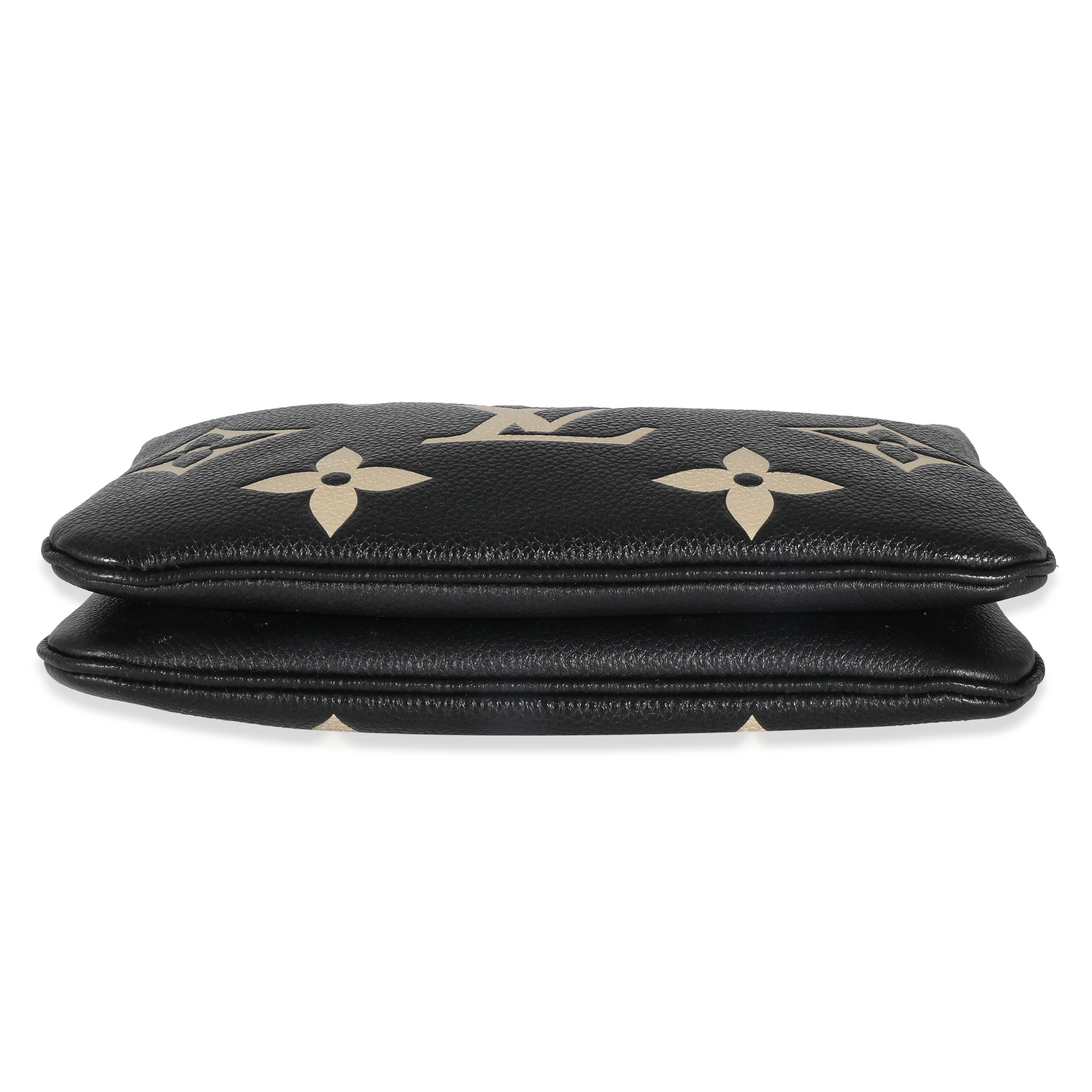 Louis Vuitton Black Beige Giant Monogram Empreinte Double Zip Pochette
