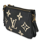 Louis Vuitton Black Beige Giant Monogram Empreinte Double Zip Pochette