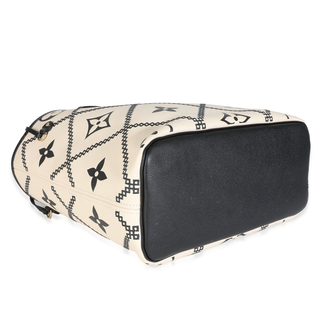 Louis Vuitton Louis Vuitton Cream Black Empreinte Monogram Giant Broderies Neverfull MM