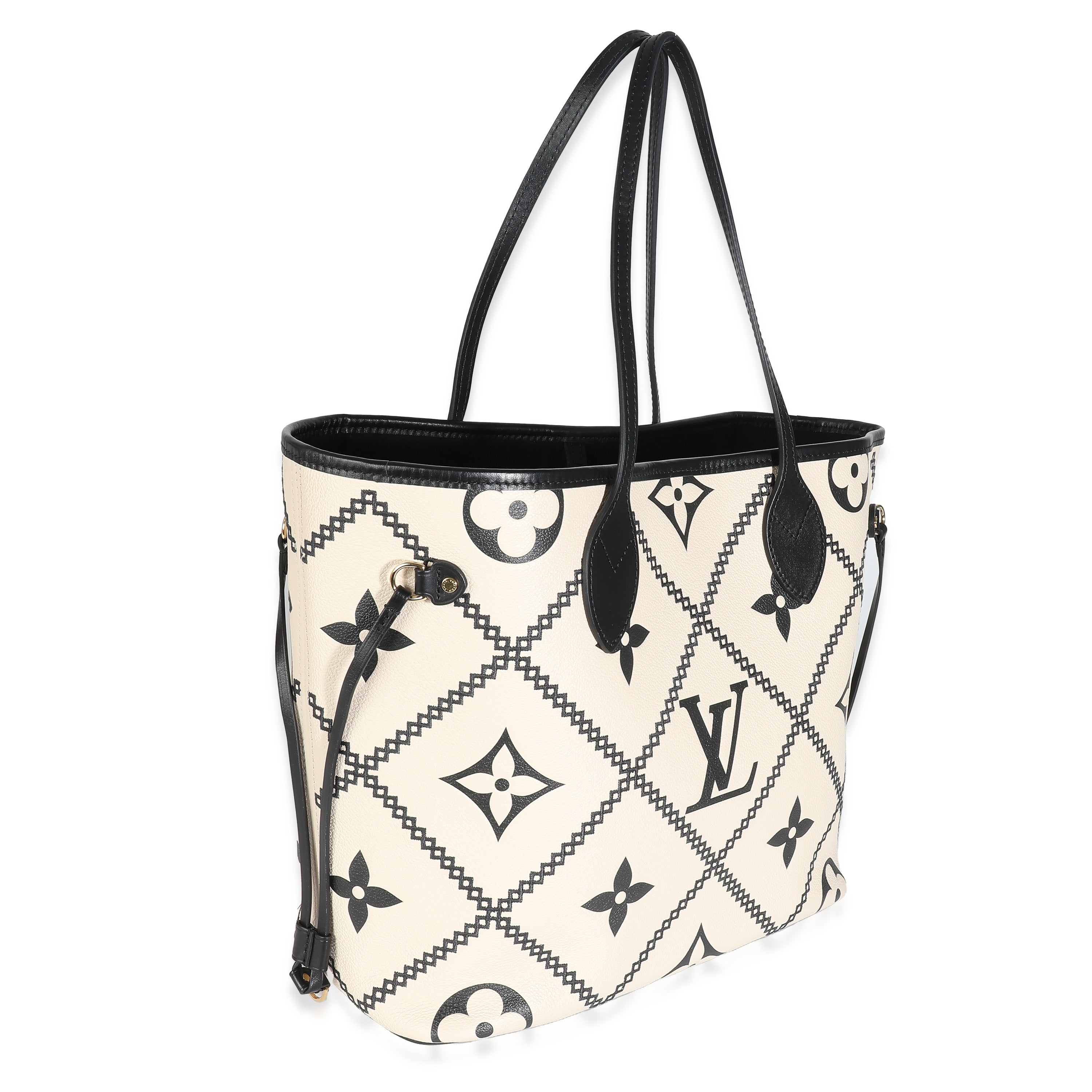 Louis Vuitton Louis Vuitton Cream Black Empreinte Monogram Giant Broderies Neverfull MM