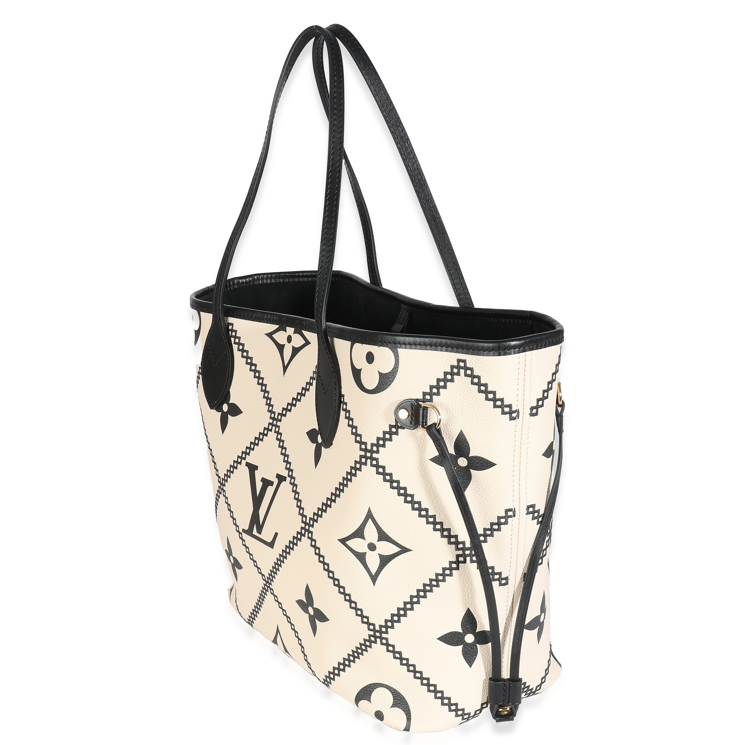 Louis Vuitton Louis Vuitton Cream Black Empreinte Monogram Giant Broderies Neverfull MM