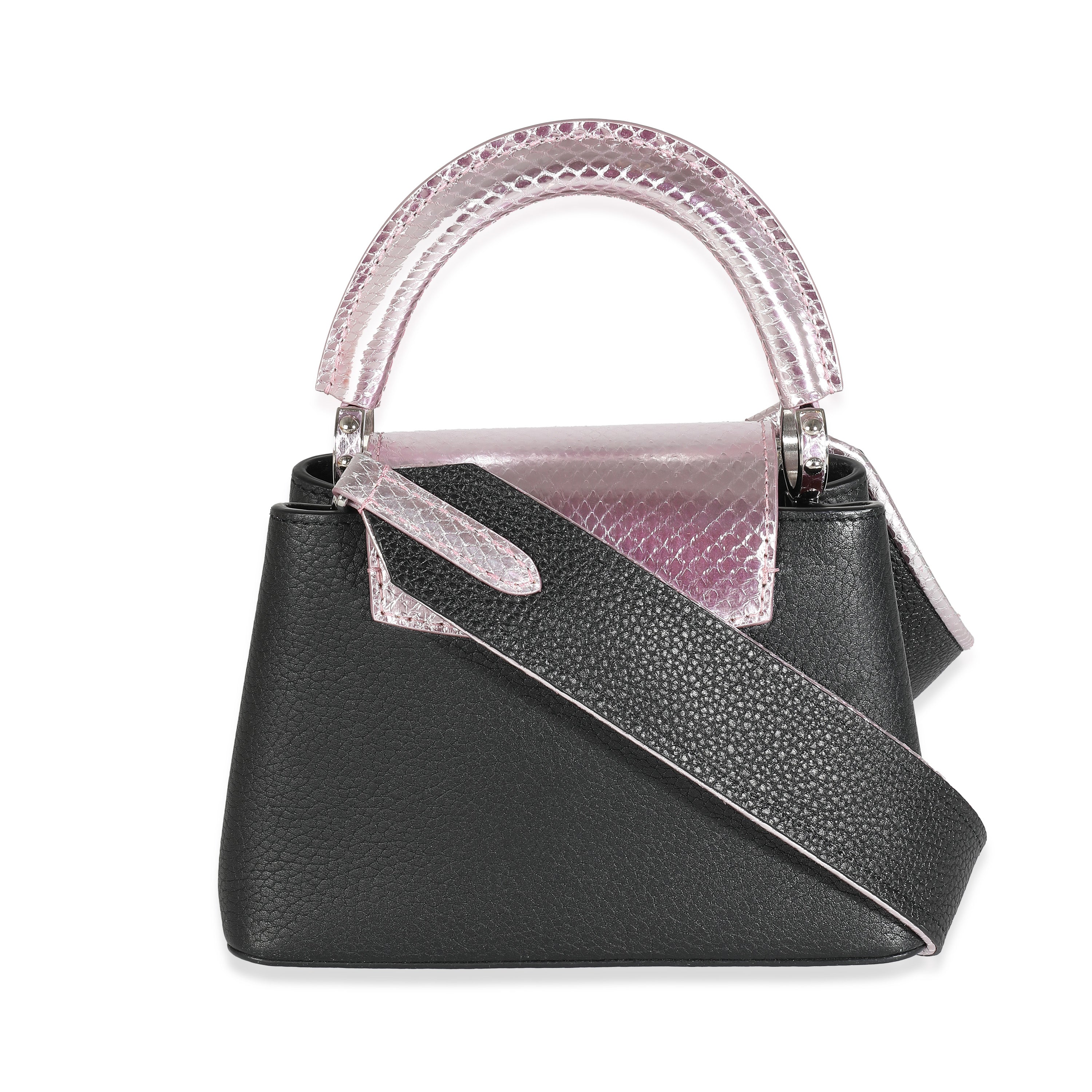 Louis Vuitton Louis Vuitton Black Taurillon Pink Python Mini Capucines