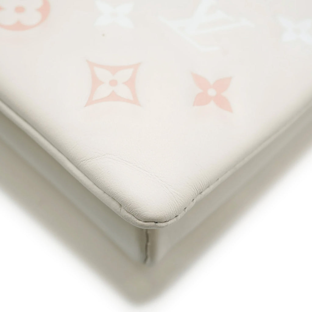 Louis Vuitton Natural Creme Lambskin Embossed Monogram Coussin PM