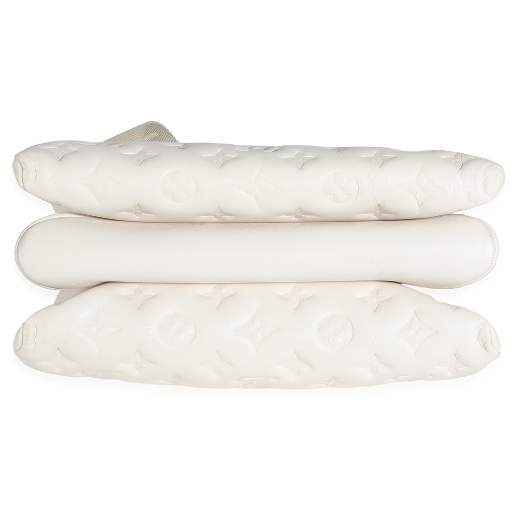 Louis Vuitton Cream Puffy Lambskin Monogram Coussin PM