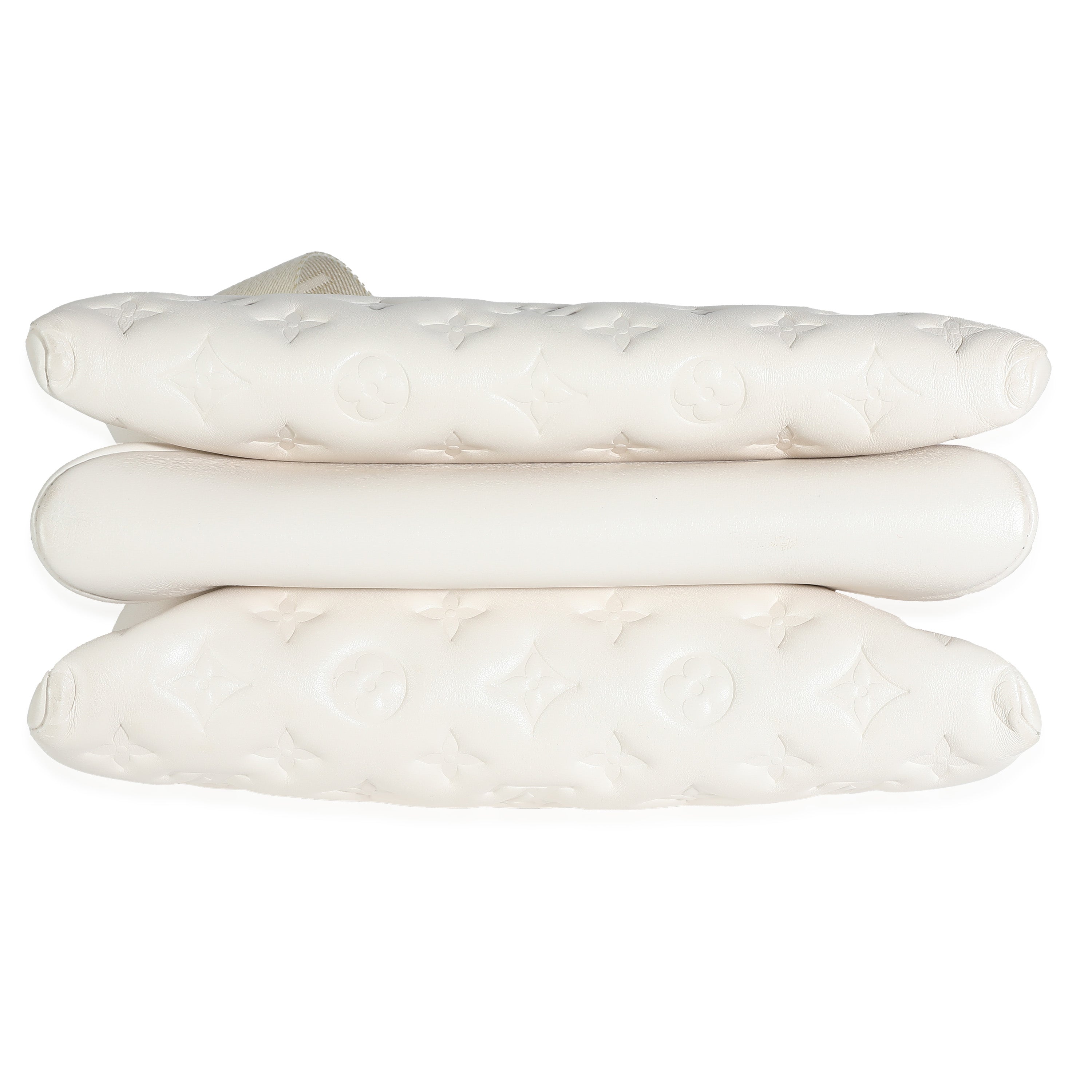 Louis Vuitton Cream Puffy Lambskin Monogram Coussin PM