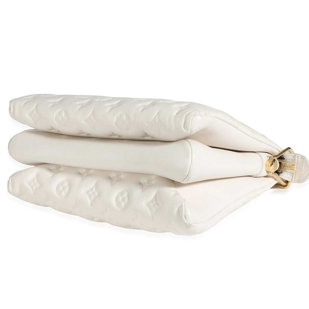 Louis Vuitton Cream Puffy Lambskin Monogram Coussin PM