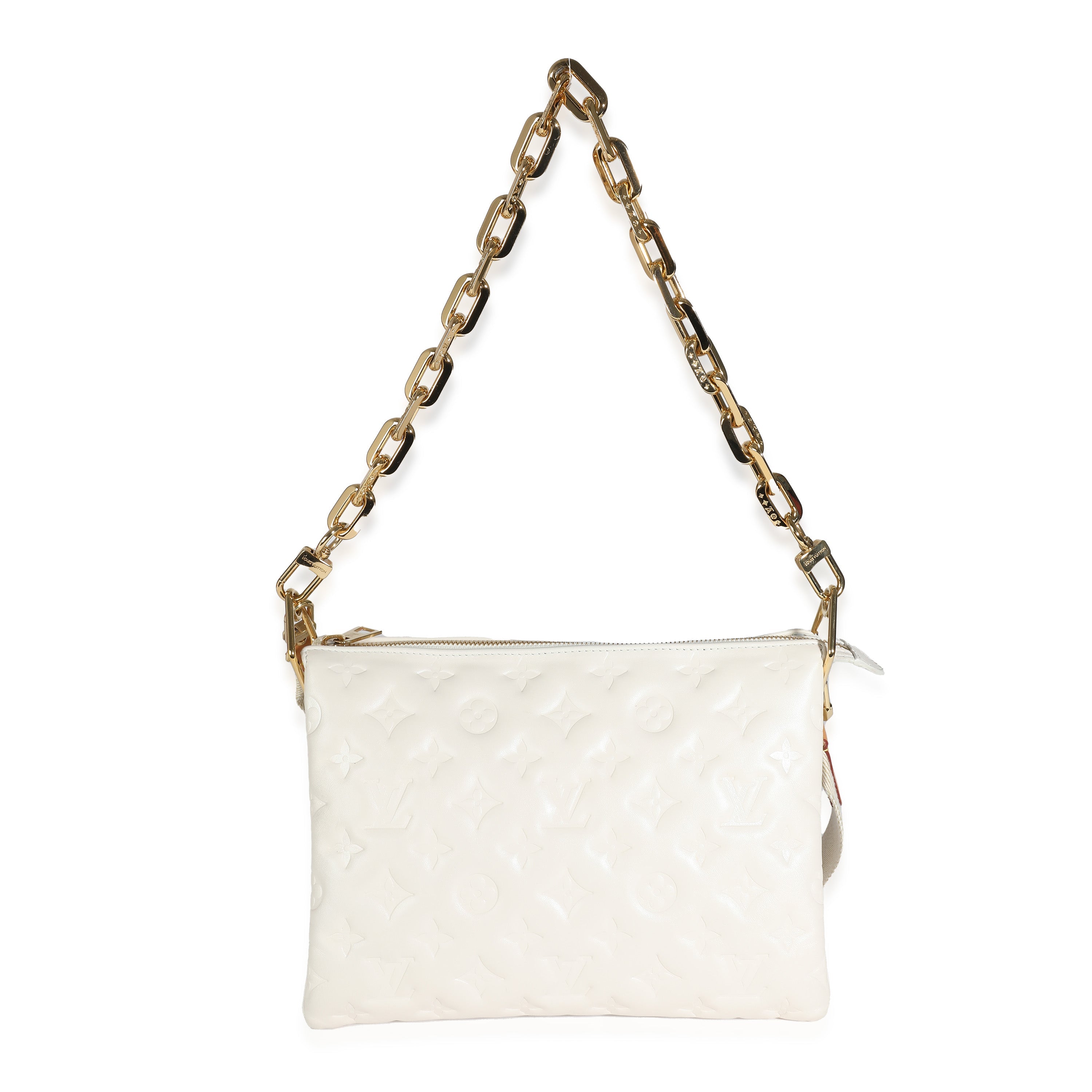 Louis Vuitton Cream Puffy Lambskin Monogram Coussin PM