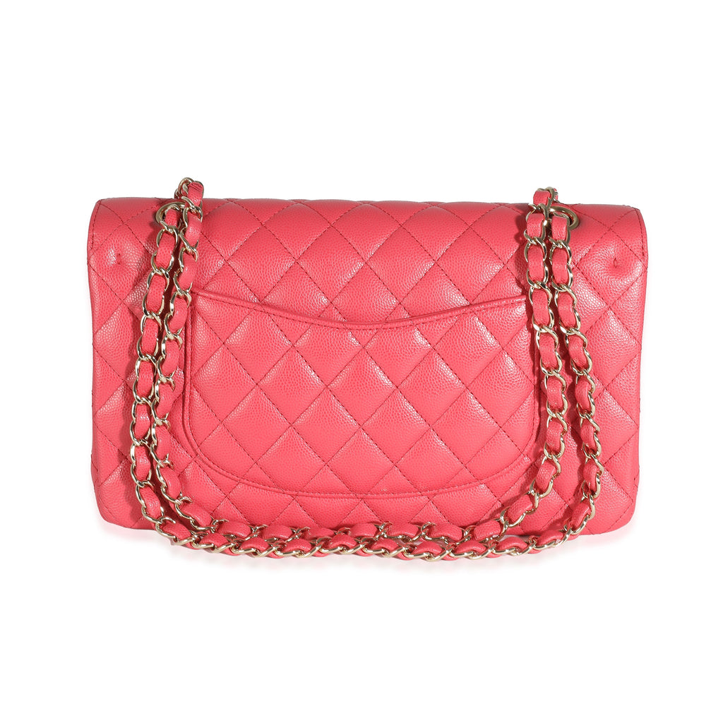 Chanel Dark Pink Quilted Caviar Medium Classic Double Flap Bag