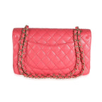 Chanel Dark Pink Quilted Caviar Medium Classic Double Flap Bag