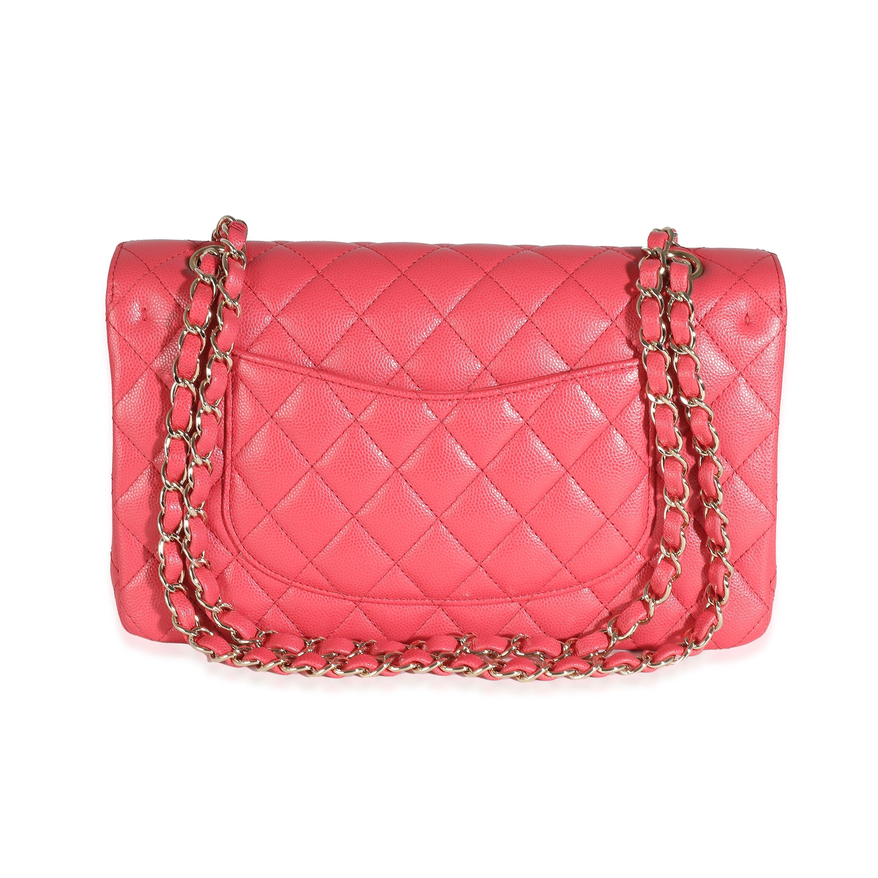 Chanel Dark Pink Quilted Caviar Medium Classic Double Flap Bag