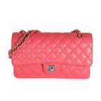 Chanel Dark Pink Quilted Caviar Medium Classic Double Flap Bag