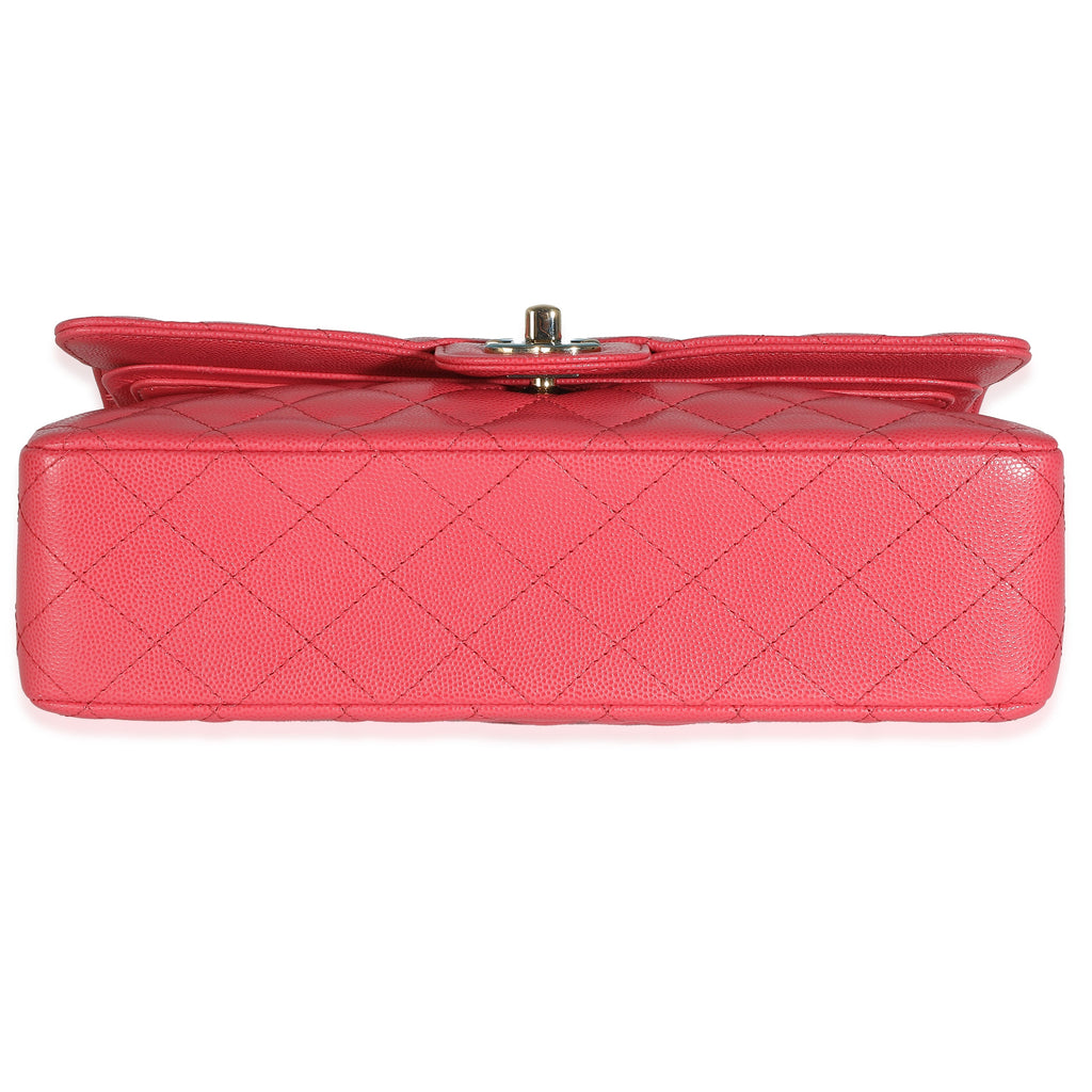 Chanel Dark Pink Quilted Caviar Medium Classic Double Flap Bag