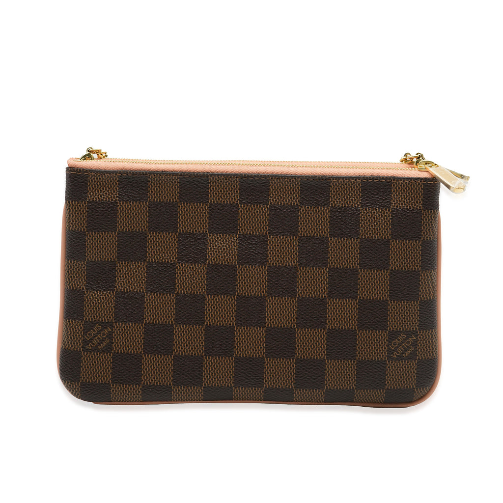 Louis Vuitton Louis Vuitton Pink Damier Ebene Canvas Double Zip Pochette