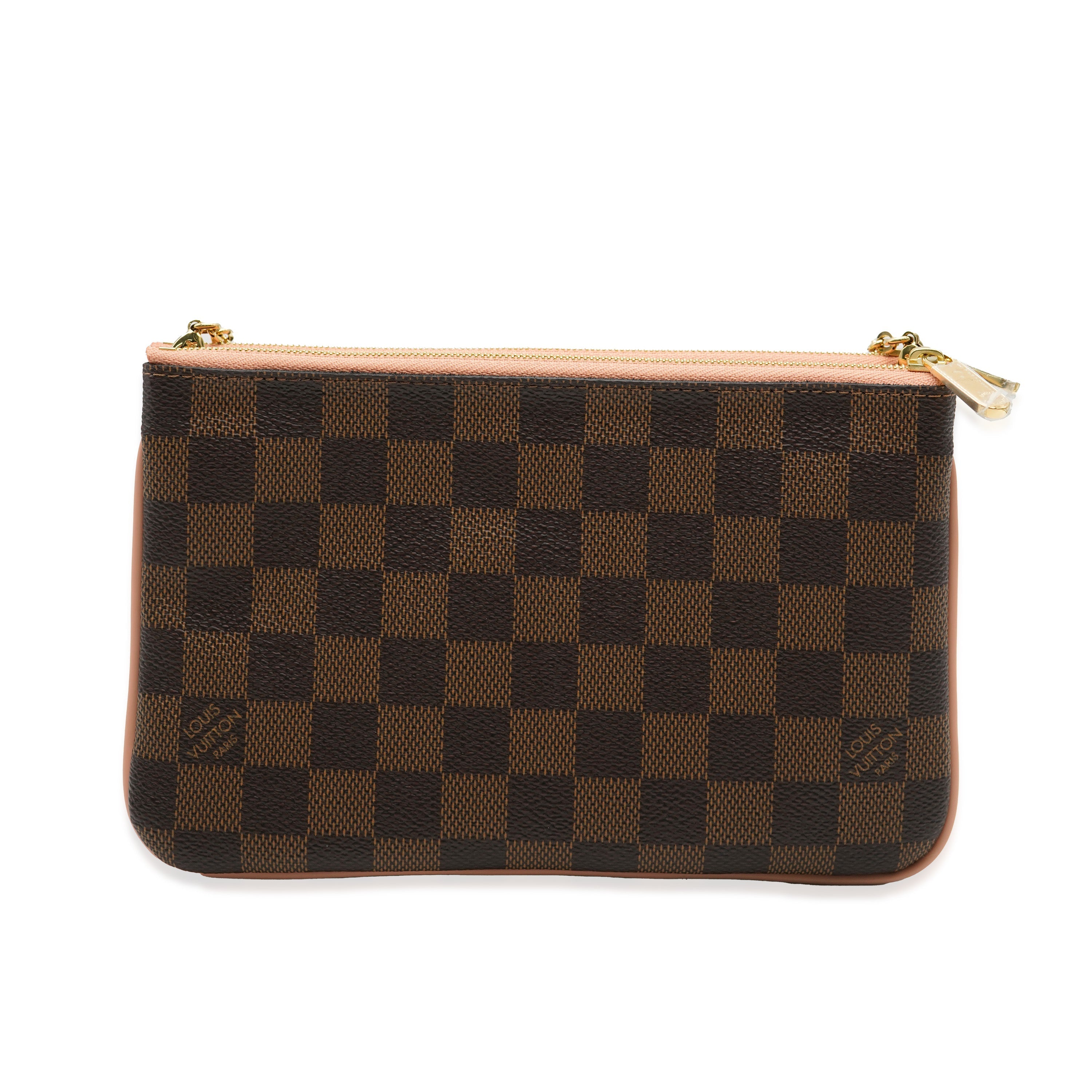 Louis Vuitton Louis Vuitton Pink Damier Ebene Canvas Double Zip Pochette