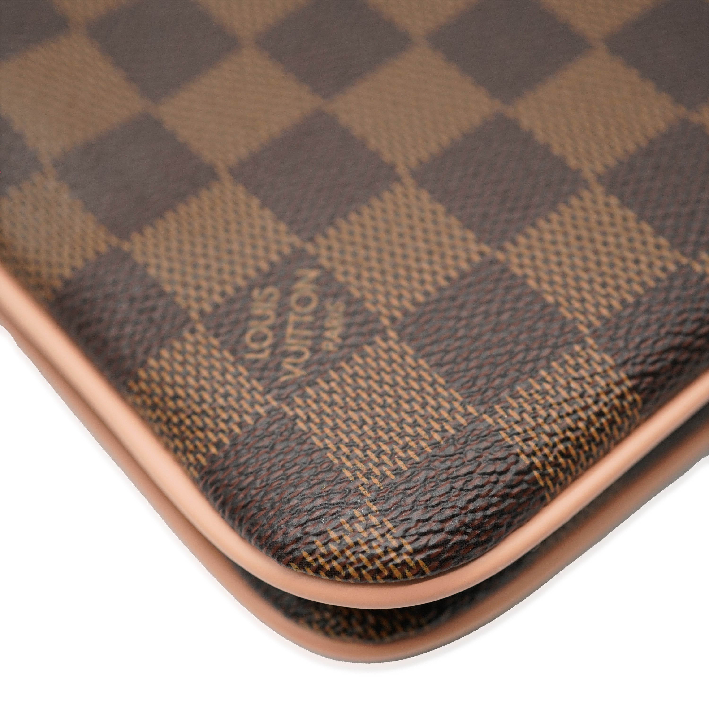 Louis Vuitton Louis Vuitton Pink Damier Ebene Canvas Double Zip Pochette
