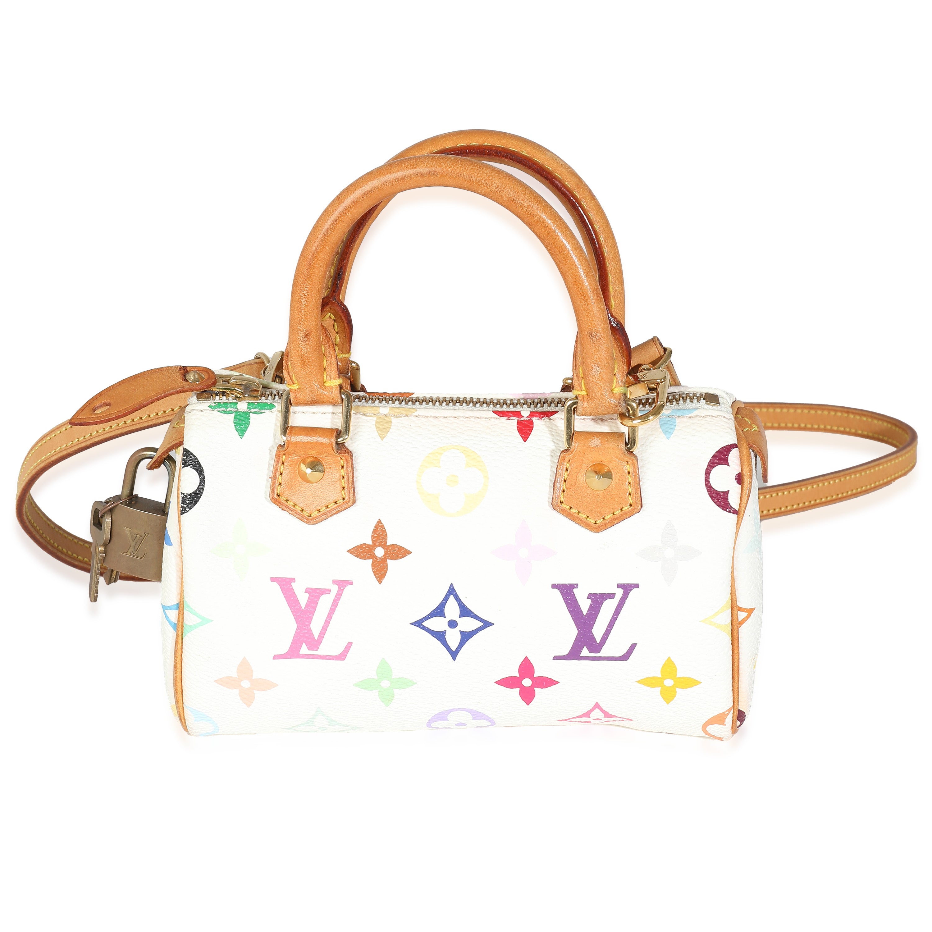Louis Vuitton Louis Vuitton x Takashi Murakami White Multicolor Monogram Canvas Nano Speedy