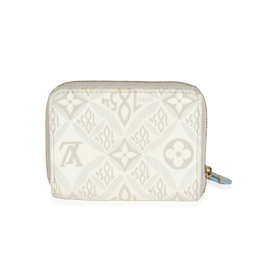 Louis Vuitton Louis Vuitton Beige White Jacquard Since 1854 Zippy Coin Purse