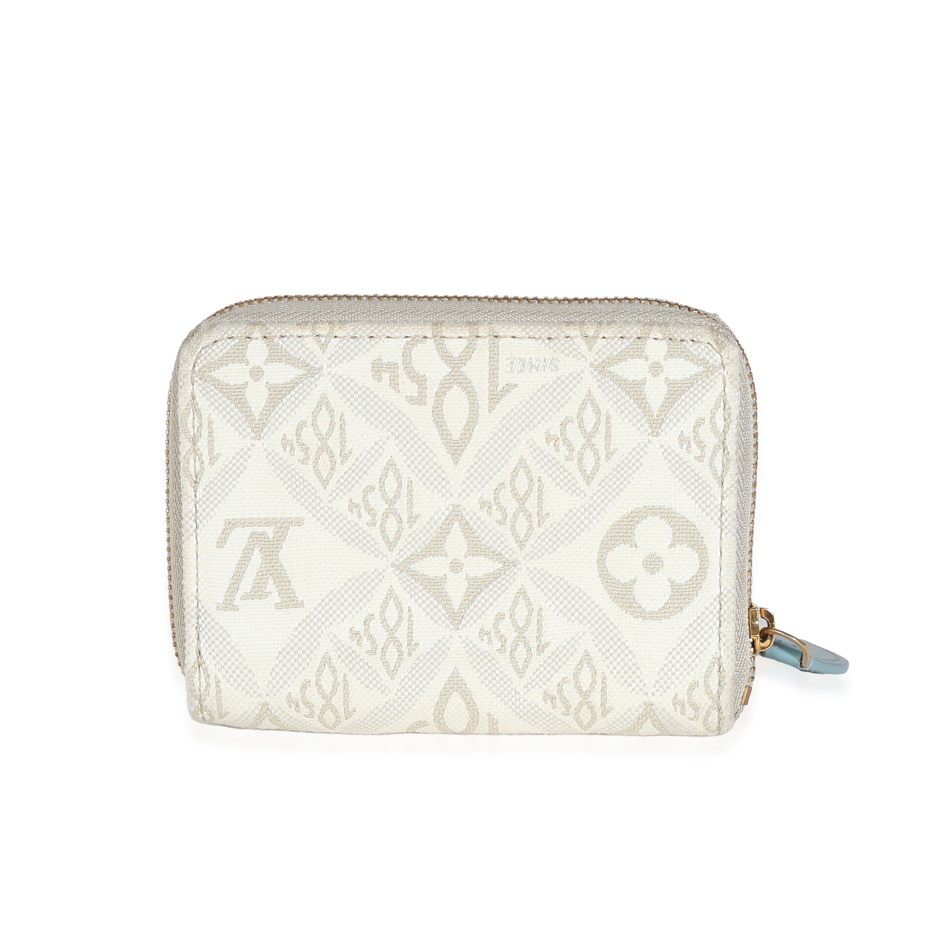 Louis Vuitton Louis Vuitton Beige White Jacquard Since 1854 Zippy Coin Purse