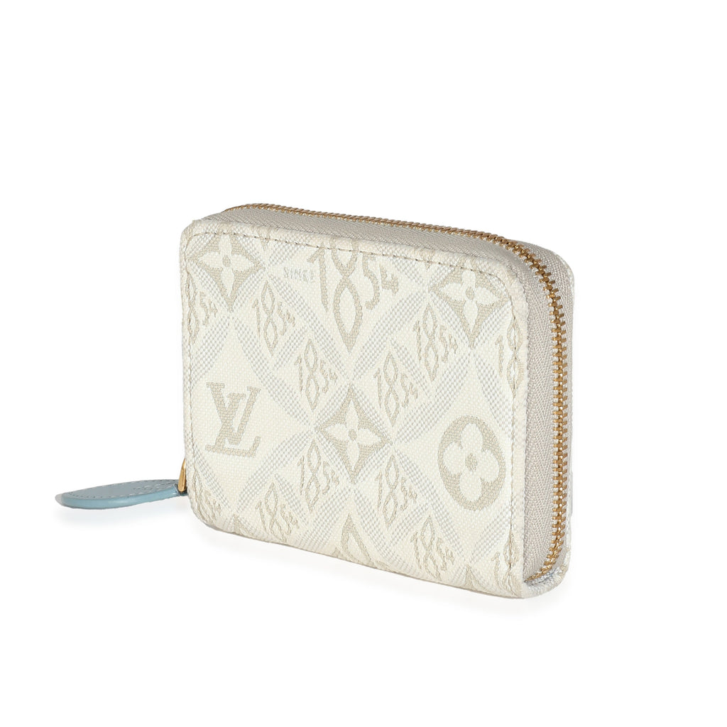 Louis Vuitton Louis Vuitton Beige White Jacquard Since 1854 Zippy Coin Purse
