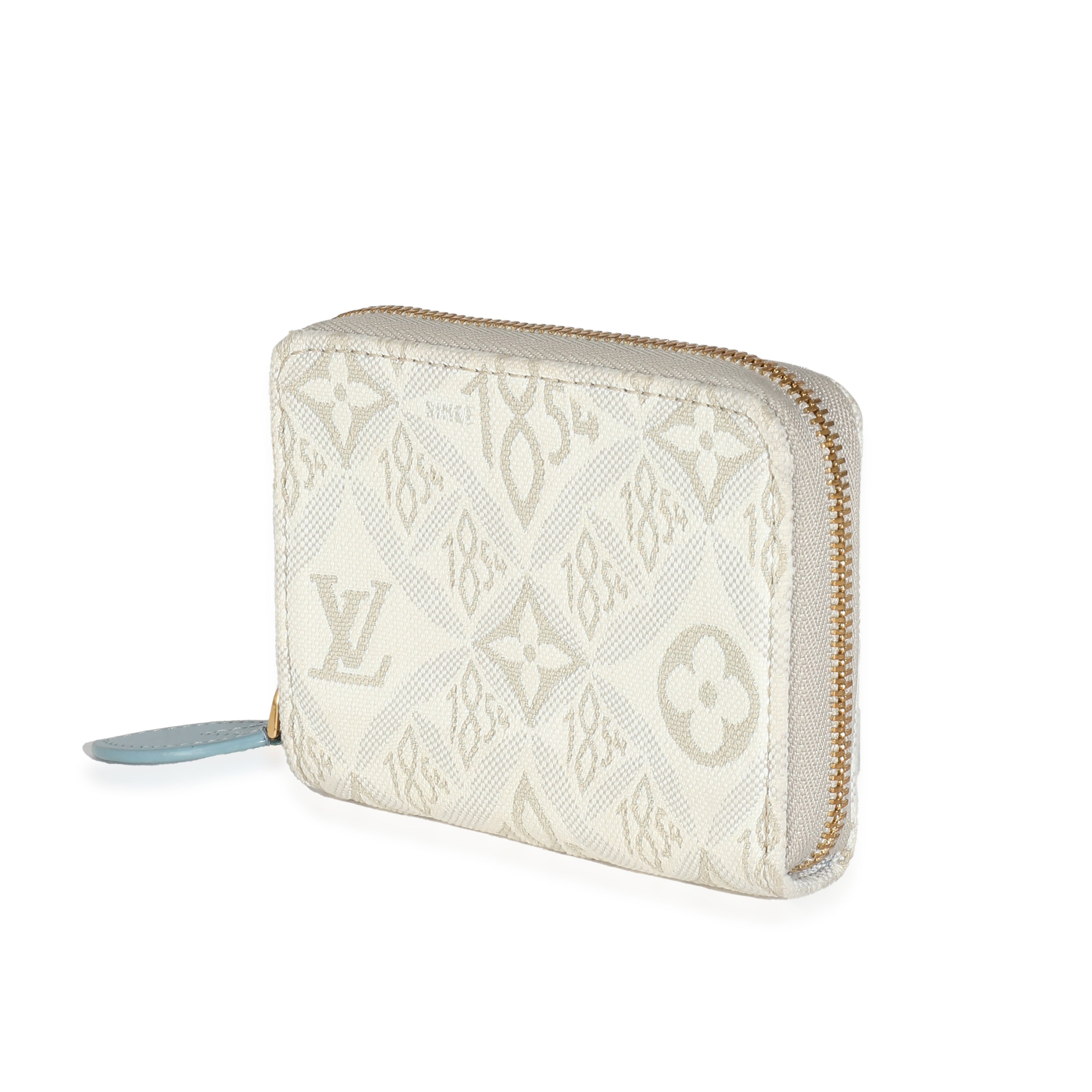 Louis Vuitton Louis Vuitton Beige White Jacquard Since 1854 Zippy Coin Purse