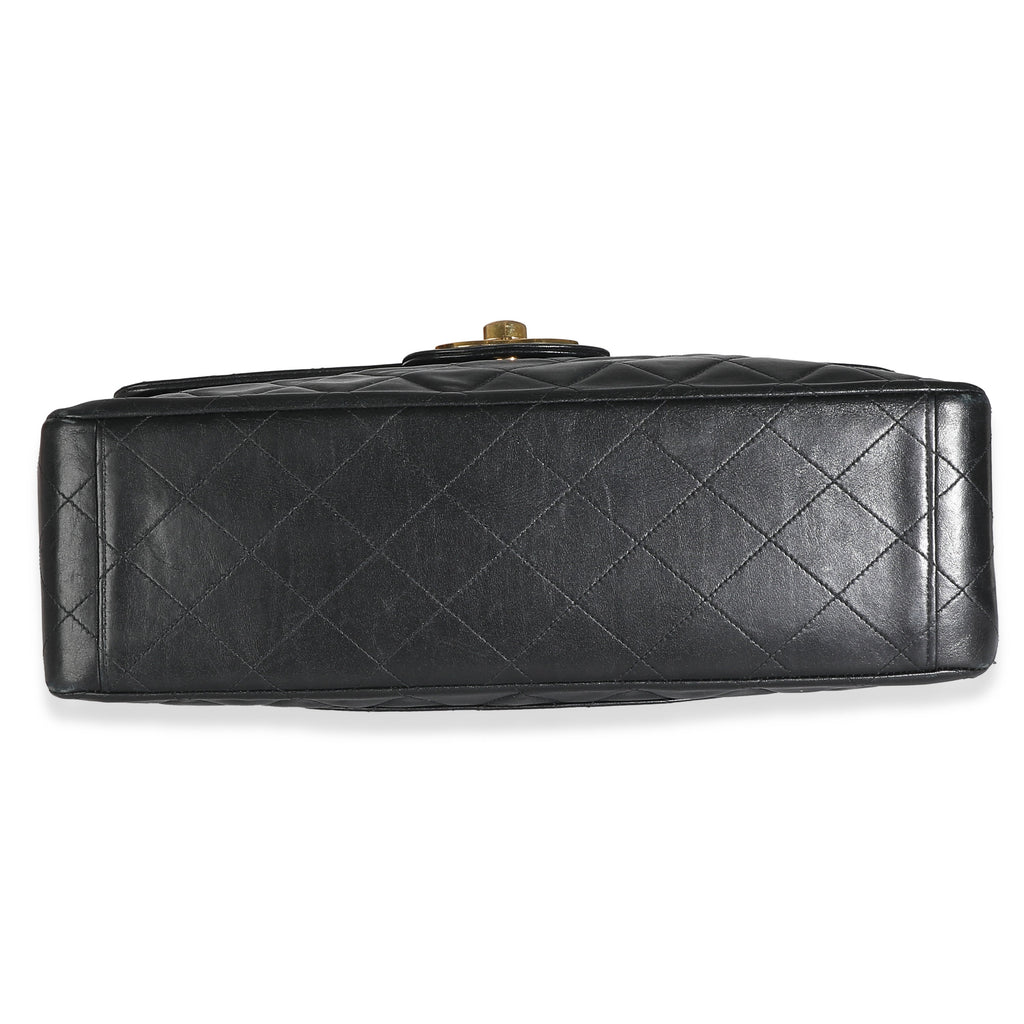 Chanel Vintage 24K Black Quilted Lambskin Maxi XL Flap Bag