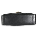 Chanel Vintage 24K Black Quilted Lambskin Maxi XL Flap Bag