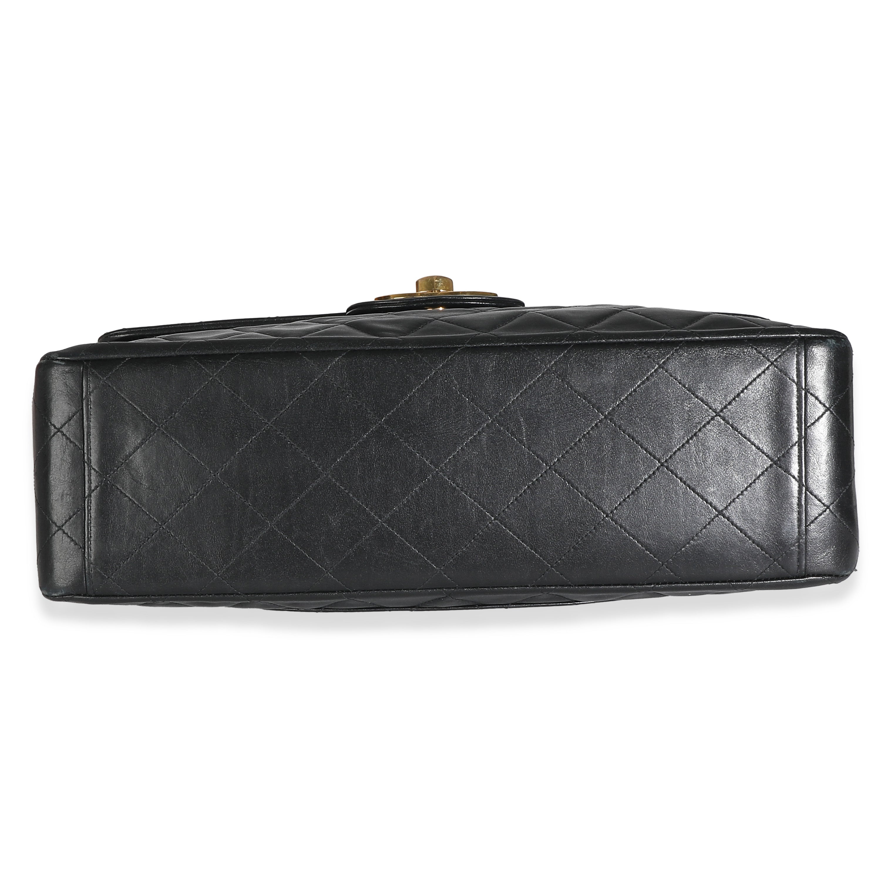 Chanel Vintage 24K Black Quilted Lambskin Maxi XL Flap Bag