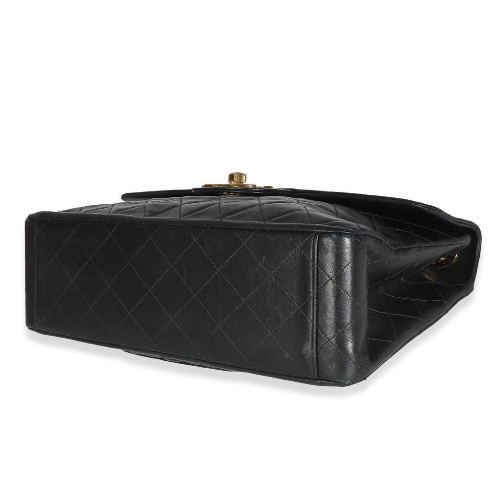 Chanel Vintage 24K Black Quilted Lambskin Maxi XL Flap Bag