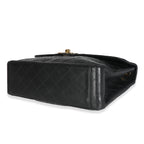 Chanel Vintage 24K Black Quilted Lambskin Maxi XL Flap Bag