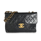 Chanel Vintage 24K Black Quilted Lambskin Maxi XL Flap Bag