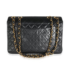 Chanel Vintage 24K Black Quilted Lambskin Maxi XL Flap Bag