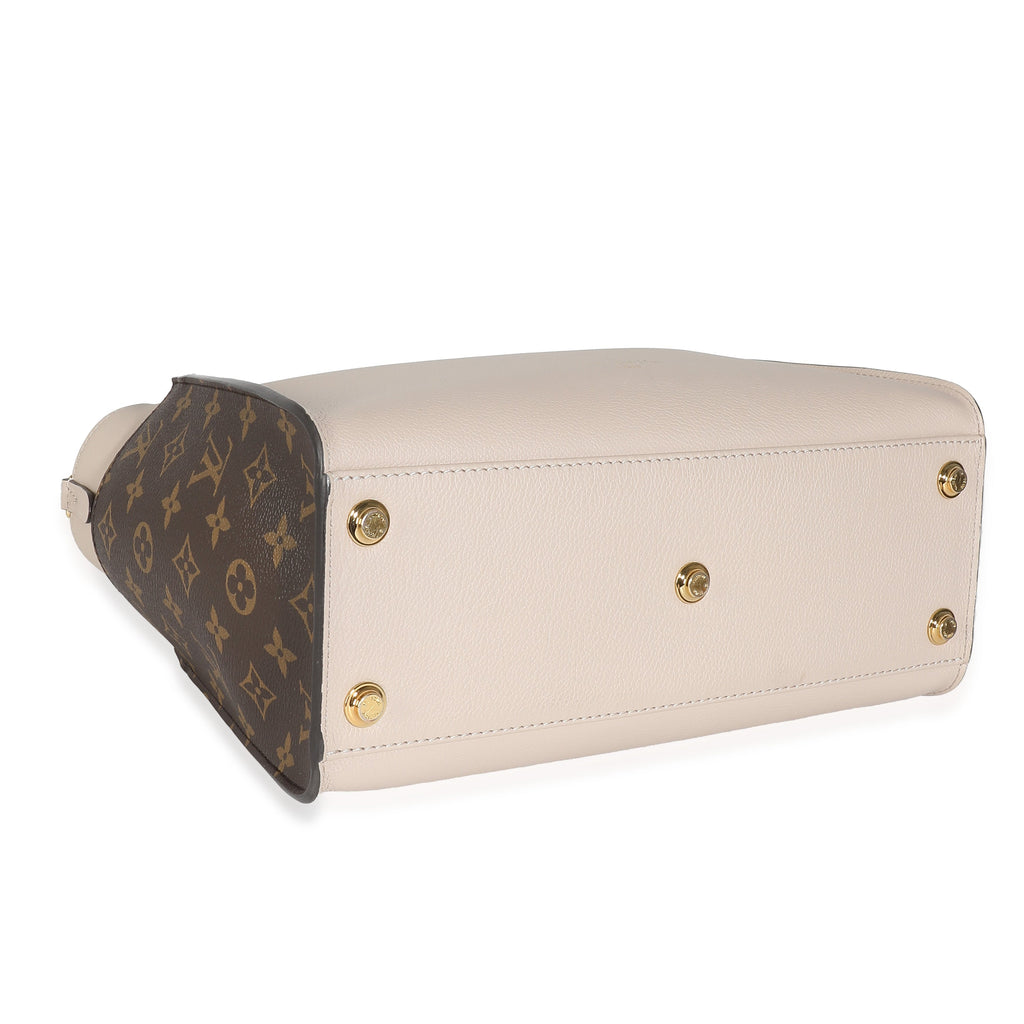 Louis Vuitton Greige Calfskin Monogram Canvas On My Side MM