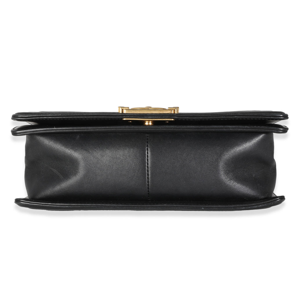 Chanel Black Calfskin Caviar In The Mix Chevron Old Medium Boy Handbag