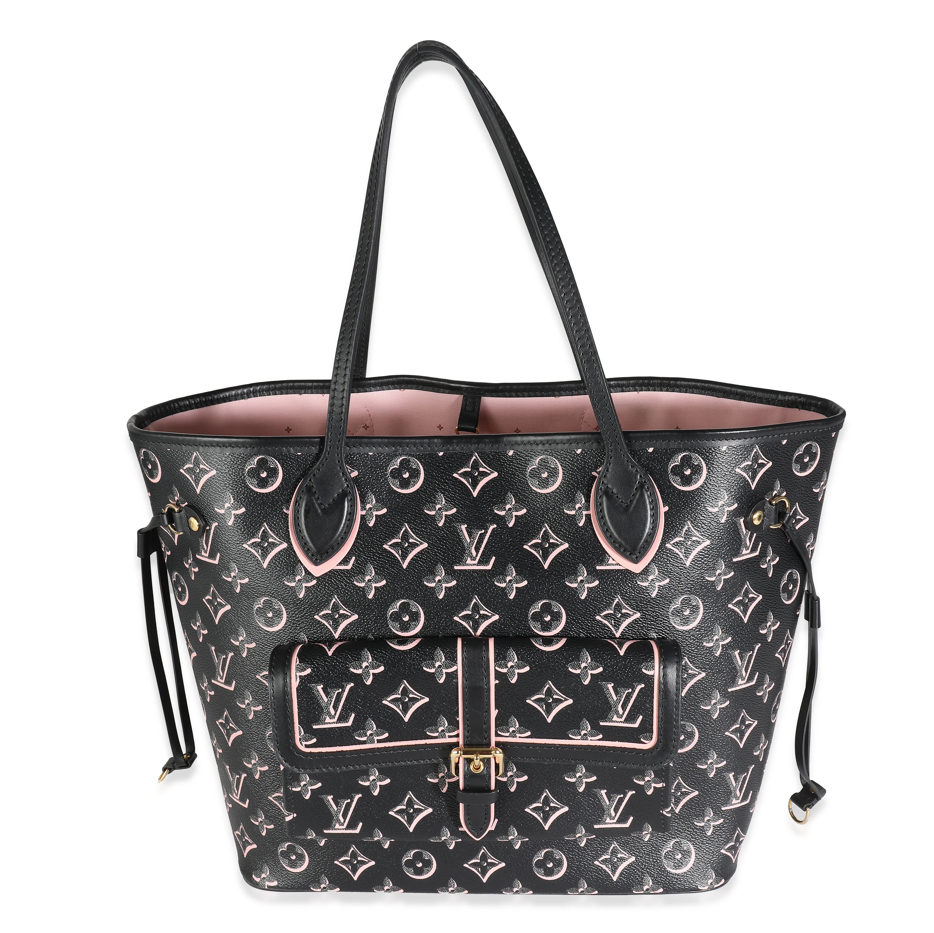 Louis Vuitton Black Pink Monogram Canvas Fall For You Neverfull MM