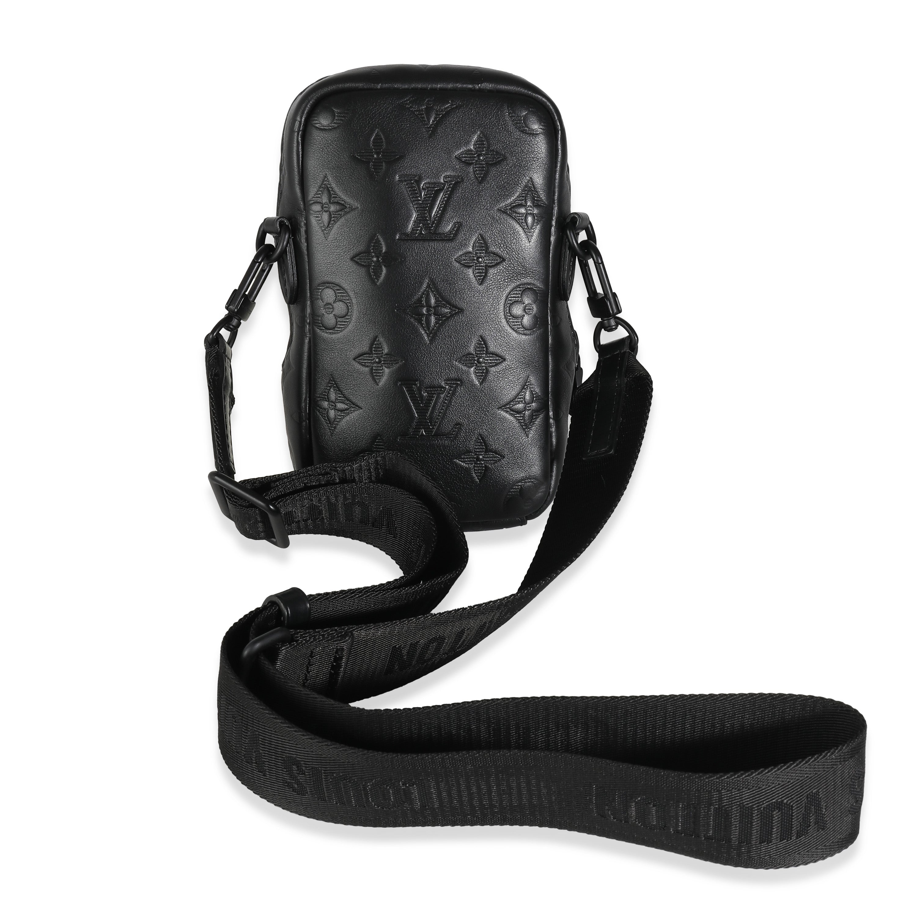 Louis Vuitton Louis Vuitton Black Monogram Shadow Double Phone Pouch NM