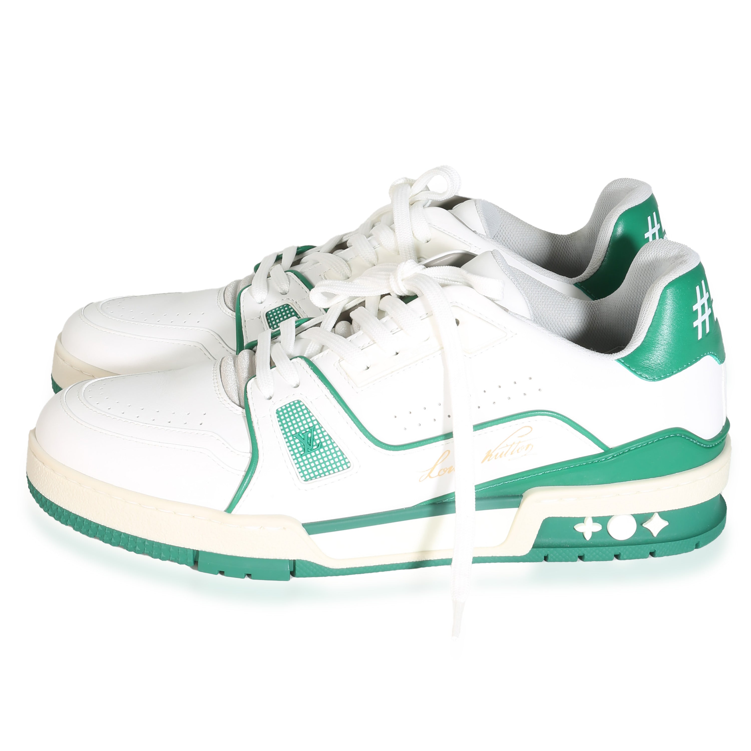 Louis Vuitton Green White Leather LV Trainer Sneaker 6