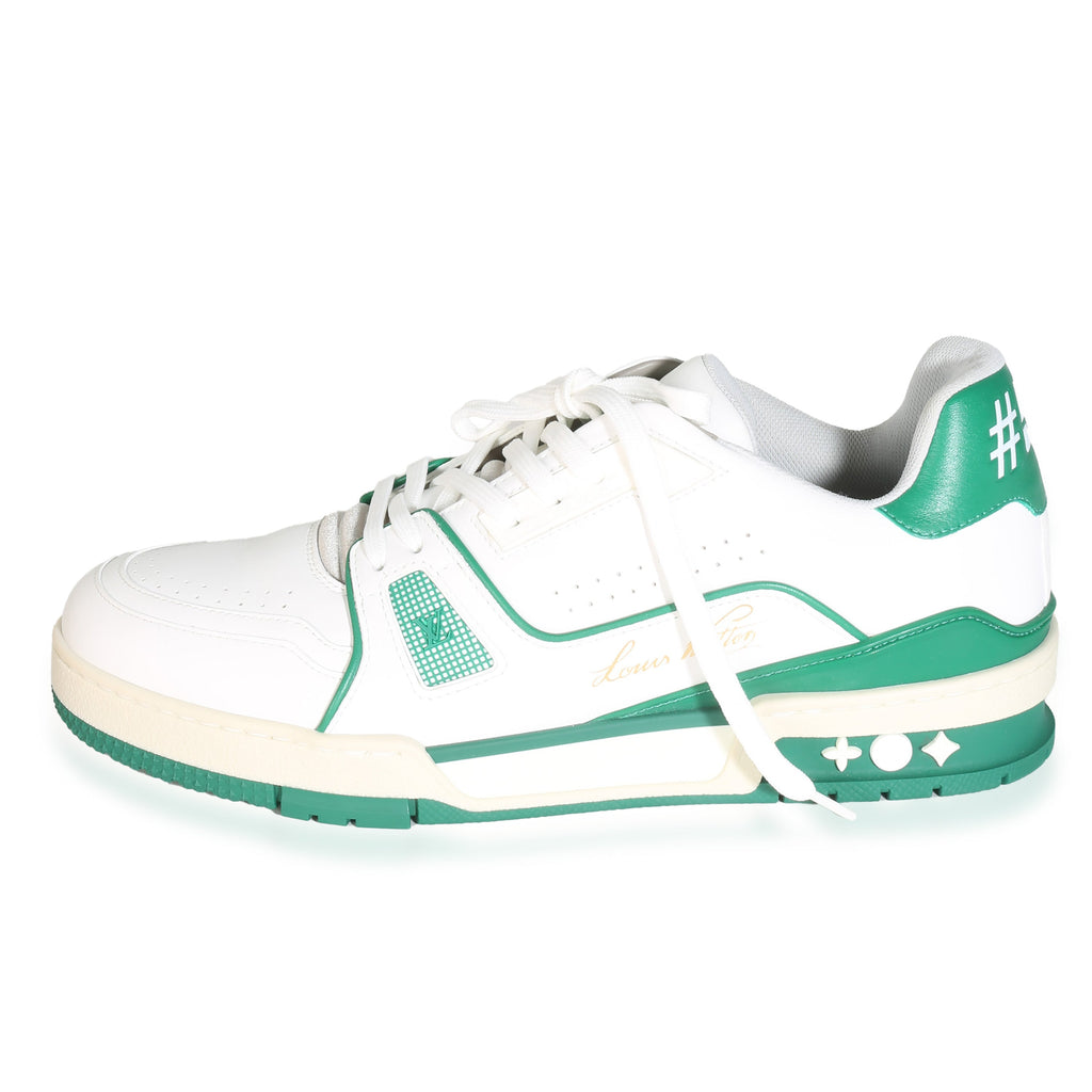 Louis Vuitton Green White Leather LV Trainer Sneaker 6