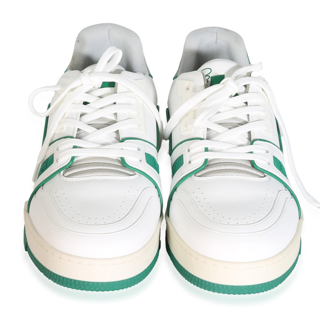 Louis Vuitton Green White Leather LV Trainer Sneaker 6