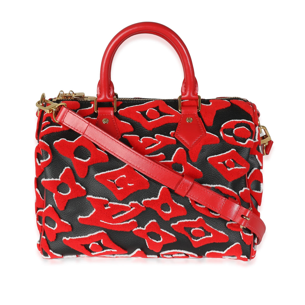 Louis Vuitton x UF Black Red Tufted Monogram Speedy Bandouliere 25