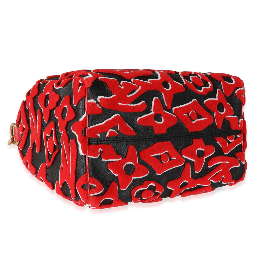Louis Vuitton x UF Black Red Tufted Monogram Speedy Bandouliere 25