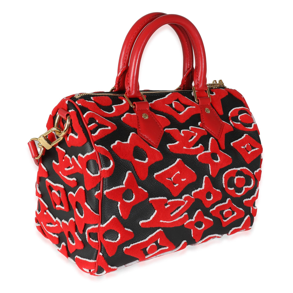 Louis Vuitton x UF Black Red Tufted Monogram Speedy Bandouliere 25