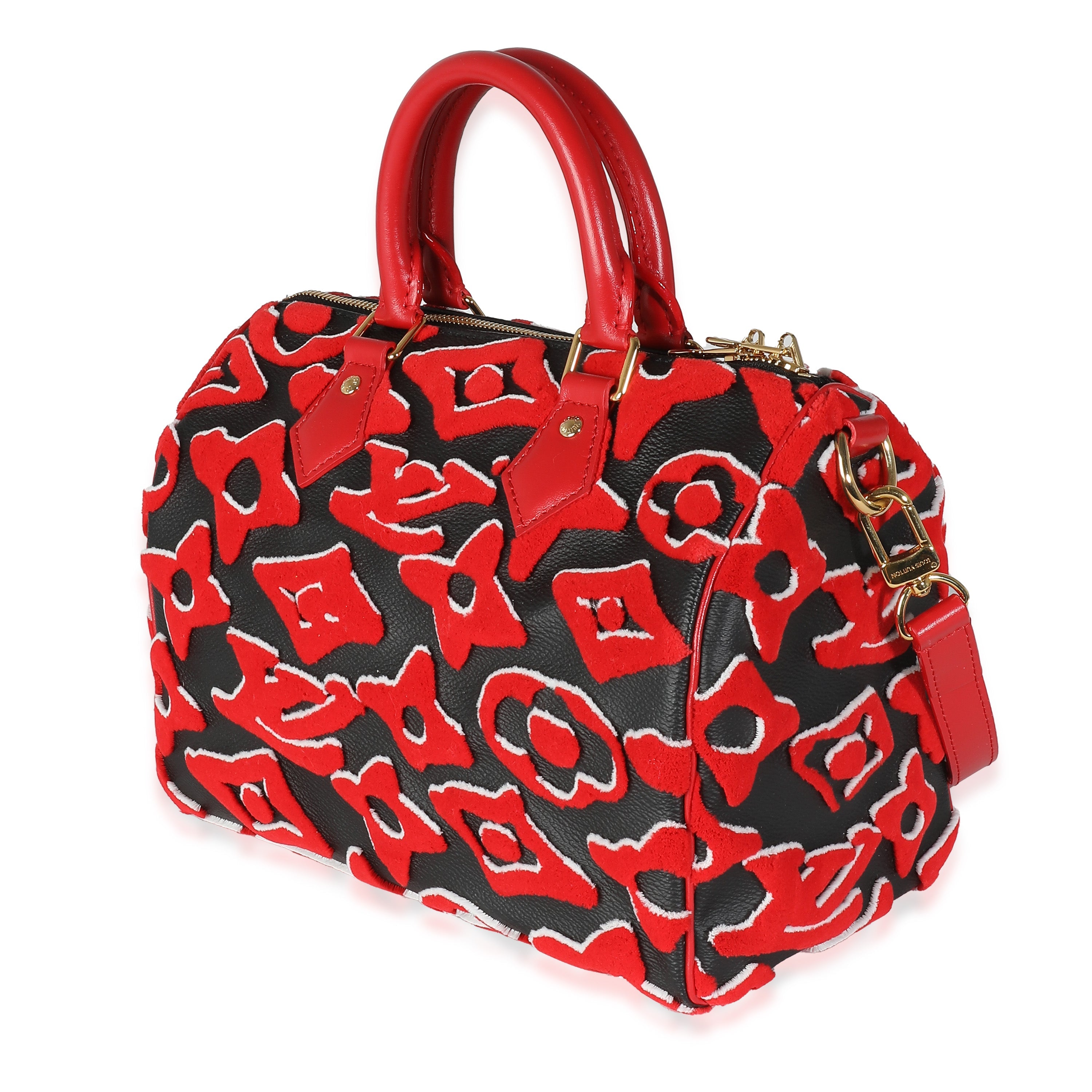 Louis Vuitton x UF Black Red Tufted Monogram Speedy Bandouliere 25